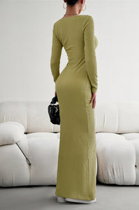 Long Sleeve Square Neck Maxi Bodycon Dress BALDONA Long Sleeve Square Neck Maxi Bodycon Dress BALDONA