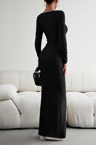 Long Sleeve Square Neck Maxi Bodycon Dress BALDONA Long Sleeve Square Neck Maxi Bodycon Dress BALDONA